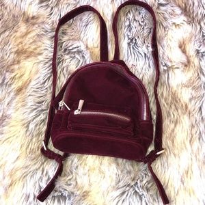 Forever 21 Bergundy Velvet Mini Backpack